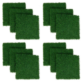 12Pcs Faux Green Moss Panels, 20" x 20" Artificial Grass Wall Panels with X-shaped Structure, Greenery Wall Backdrop for Backyard Porch
