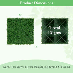 12Pcs Faux Green Moss Panels, 20" x 20" Artificial Grass Wall Panels with X-shaped Structure, Greenery Wall Backdrop for Backyard Porch