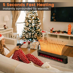 1400W Electric Baseboard Heater with Remote & 6 Adjustable Realistic 3D Flame, IPX4 Waterproof Convection Space Heater for Indoor Use