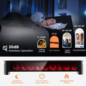 1400W Electric Baseboard Heater with Remote & 6 Adjustable Realistic 3D Flame, IPX4 Waterproof Convection Space Heater for Indoor Use