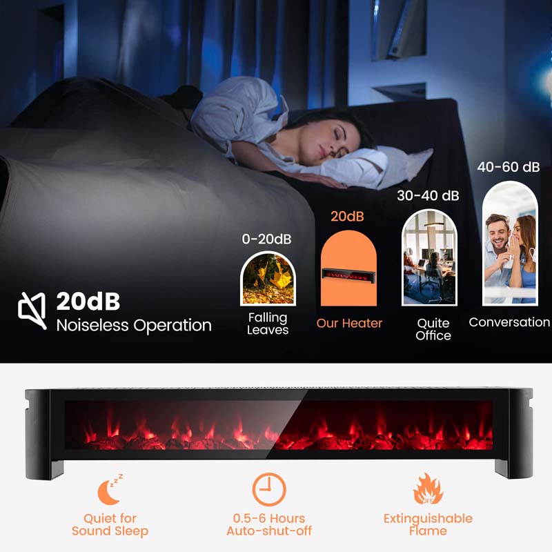 1400W Electric Baseboard Heater with Remote & 6 Adjustable Realistic 3D Flame, IPX4 Waterproof Convection Space Heater for Indoor Use