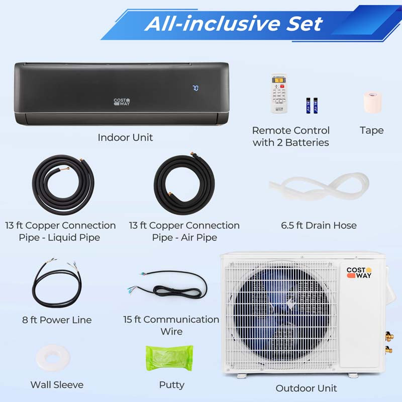 Energy Star 18000 BTU Mini Split Air Conditioner & Heater, 21 SEER2 208-230V Inverter Split AC Unit with Heat Pump for Rooms up to 1250 Sq.Ft