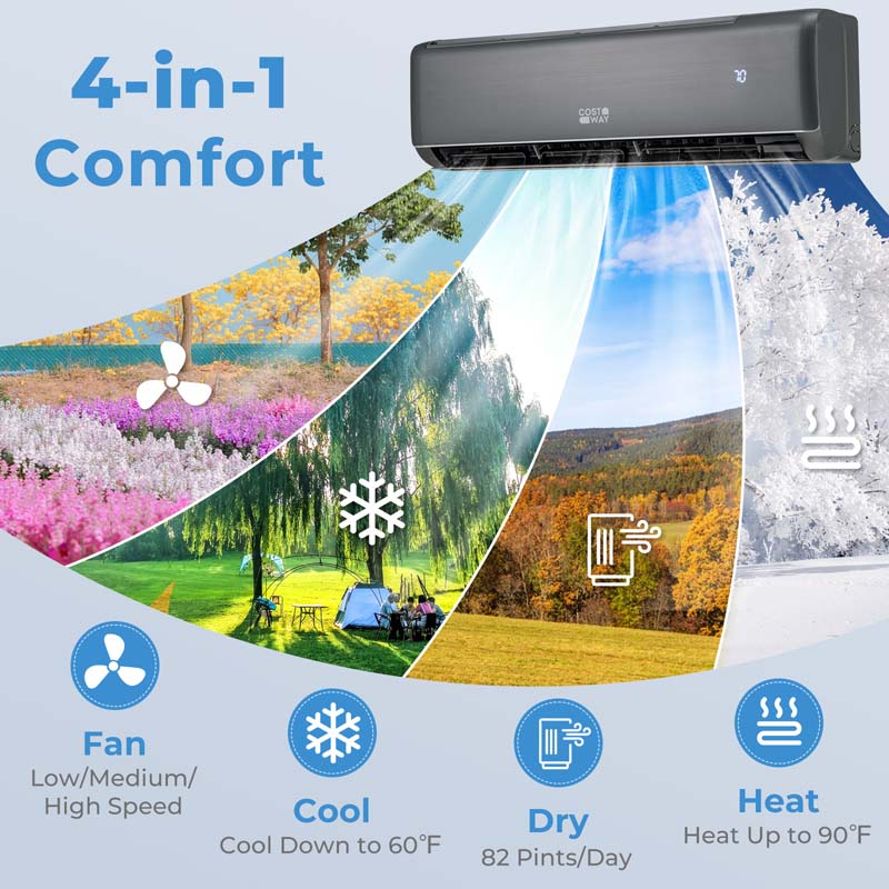 Energy Star 18000 BTU Mini Split Air Conditioner & Heater, 21 SEER2 208-230V Inverter Split AC Unit with Heat Pump for Rooms up to 1250 Sq.Ft