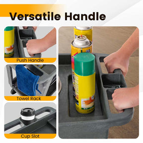 2-Tier Industrial Service Utility Cart Heavy-Duty PP Rolling Work Cart with 550 LBS Max Load and Storage Handle