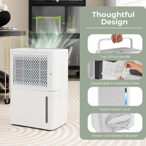 2000 Sq. Ft 32 Pint Portable Dehumidifier for Basement w/Continuous/Drying/Auto Mode, 24H Timer, Drain Hose, Water Tank
