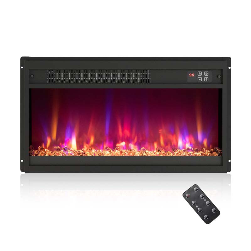18/23/26" Electric Fireplace Insert, 1500W Recessed Fireplace Heater with Remote Control, 0.5-9H Timer, Adjustable Flame & Ember Bed Color
