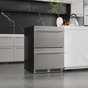 24" 4.9 Cu.Ft Dual Drawer Beverage Refrigerator, Built-in/Freestanding Undercounter Beverage Cooler with 37℉-64℉ Temp Range for Home Commercial Use