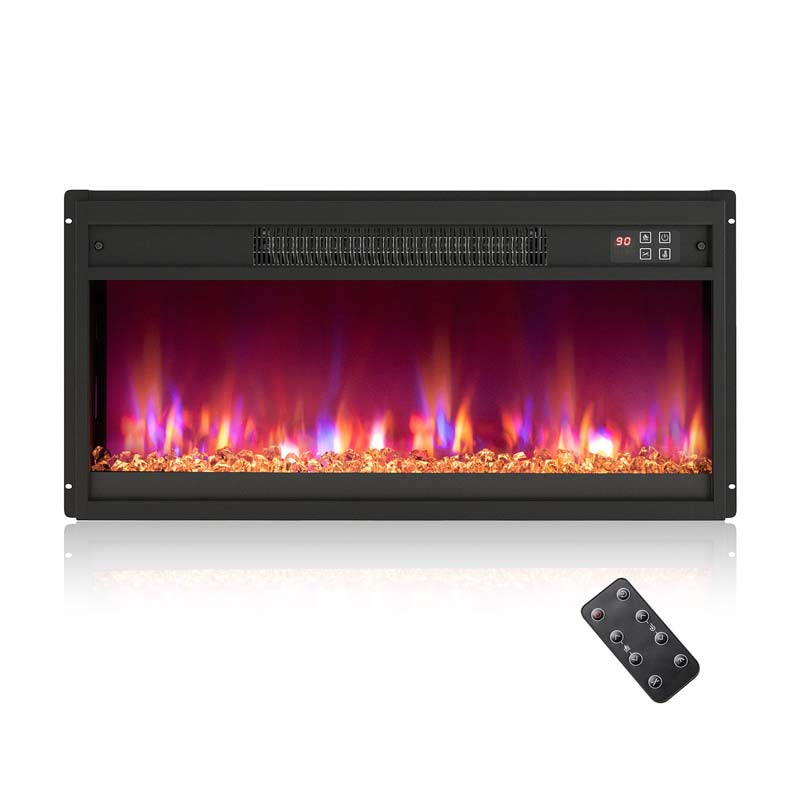 18/23/26" Electric Fireplace Insert, 1500W Recessed Fireplace Heater with Remote Control, 0.5-9H Timer, Adjustable Flame & Ember Bed Color