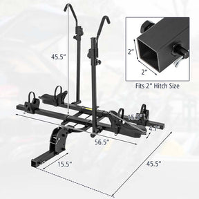 2 Inch Foldable Hitch Mount Bike Rack 2 Bikes Platform Style Carrier with Tilt-able Design for Easy Trunk Access