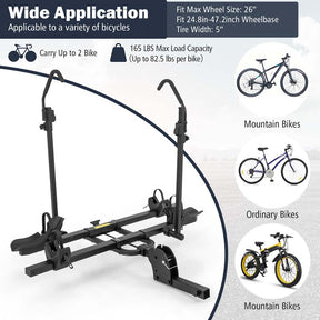 2 Inch Foldable Hitch Mount Bike Rack 2 Bikes Platform Style Carrier with Tilt-able Design for Easy Trunk Access