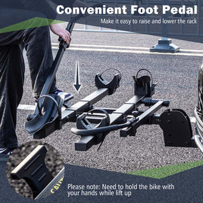 2 Inch Foldable Hitch Mount Bike Rack 2 Bikes Platform Style Carrier with Tilt-able Design for Easy Trunk Access