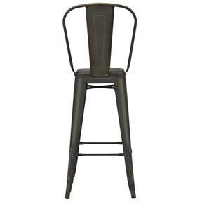Industrial Stackable Metal Bar Stools Set of 4 with Removable Back & Footrest, 30" High Back Bar Height Chairs for Kitchen Island, Home Pub