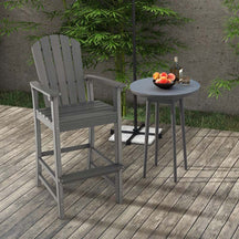 30" Tall Adirondack Bar Chairs, All-Weather HDPE Outdoor Bar Height Stools with Backrest, Armrests & Footrest for Backyard, Poolside
