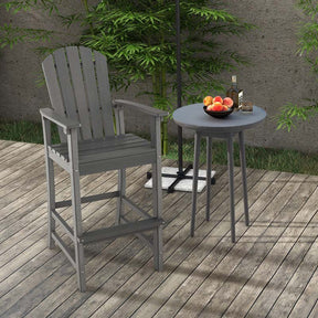 30" Tall Adirondack Bar Chairs, All-Weather HDPE Outdoor Bar Height Stools with Backrest, Armrests & Footrest for Backyard, Poolside