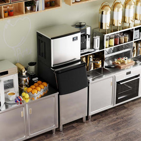 353LBS/24H Split Commercial Ice Maker Machine with 198LBS Storage Bin & Auto Self-Cleaning, Industrial Ice Maker with SECOP Compressor