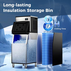 353LBS/24H Split Commercial Ice Maker Machine with 198LBS Storage Bin & Auto Self-Cleaning, Industrial Ice Maker with SECOP Compressor