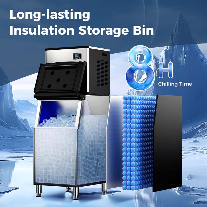 353LBS/24H Split Commercial Ice Maker Machine with 198LBS Storage Bin & Auto Self-Cleaning, Industrial Ice Maker with SECOP Compressor