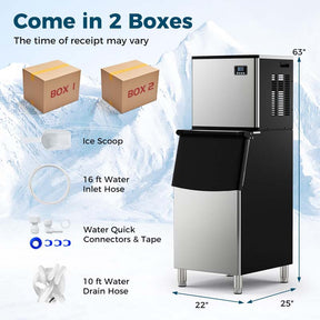 353LBS/24H Split Commercial Ice Maker Machine with 198LBS Storage Bin & Auto Self-Cleaning, Industrial Ice Maker with SECOP Compressor