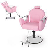 Reclining Barber Chair, 360° Swivel Salon Chair with Heavy Duty Hydraulic Pump, Adjustable Height & Headrest for Hair Styling, Makeup, Tattoo