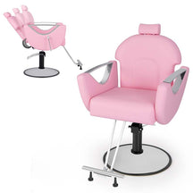 Reclining Barber Chair, 360° Swivel Salon Chair with Heavy Duty Hydraulic Pump, Adjustable Height & Headrest for Hair Styling, Makeup, Tattoo