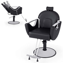 Reclining Barber Chair, 360° Swivel Salon Chair with Heavy Duty Hydraulic Pump, Adjustable Height & Headrest for Hair Styling, Makeup, Tattoo