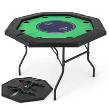 48" Foldable 8-Player Poker Table with Padded Rails, 8 Cup Holders, Casino-Grade Felt Surface for Texas Holdem, Blackjack & Card Board Game