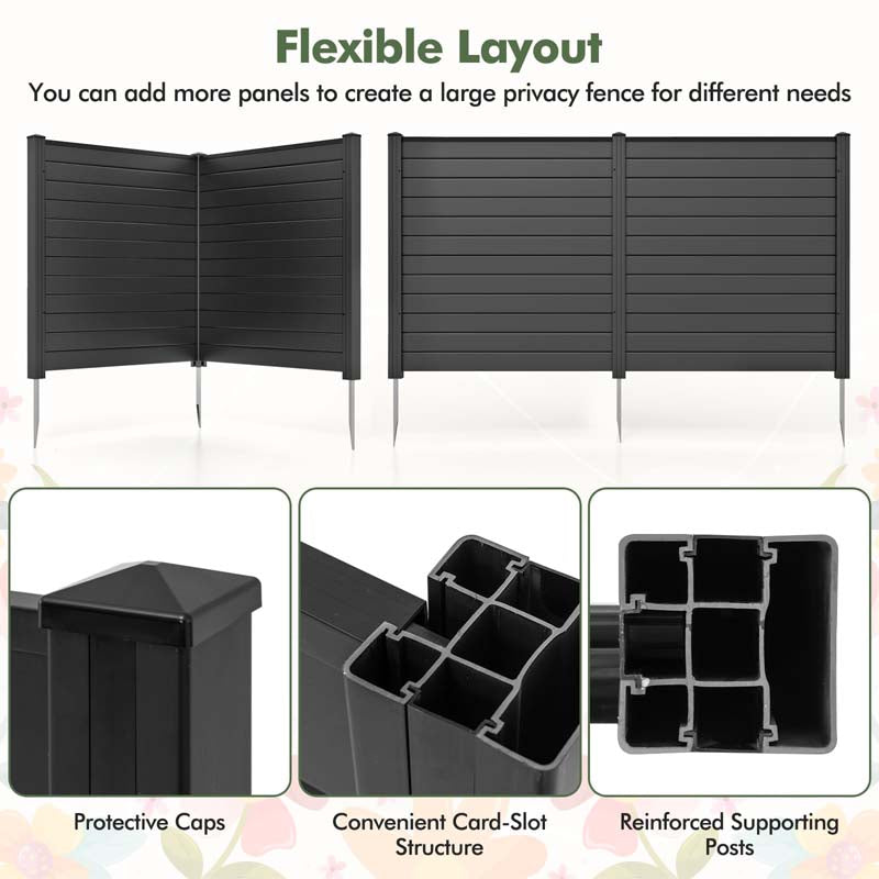 2/4 Panel Air Conditioner Fence, 48"H Outdoor Privacy Screen PP Trash Can Enclosure Decorative Garden Fence with Ground Stakes