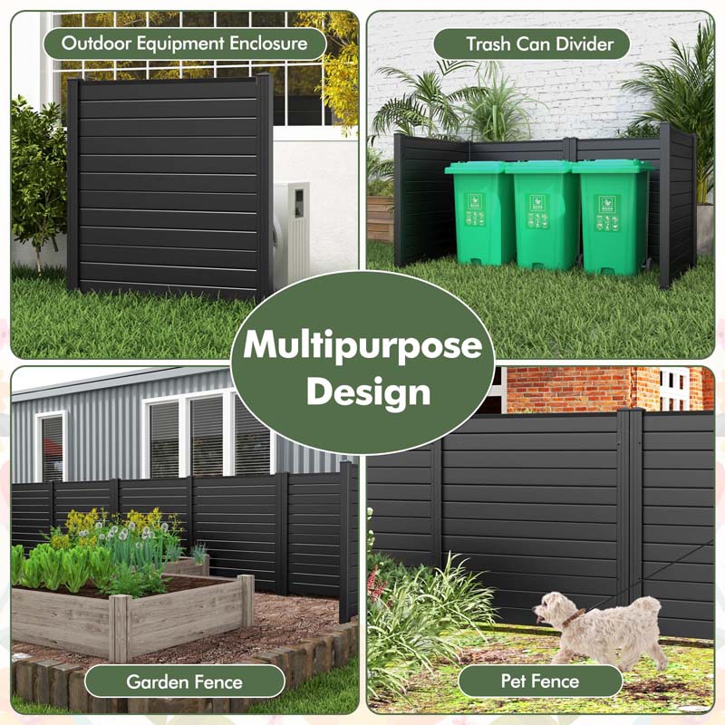 2/4 Panel Air Conditioner Fence, 48"H Outdoor Privacy Screen PP Trash Can Enclosure Decorative Garden Fence with Ground Stakes