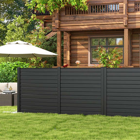 2/4 Panel Air Conditioner Fence, 48"H Outdoor Privacy Screen PP Trash Can Enclosure Decorative Garden Fence with Ground Stakes