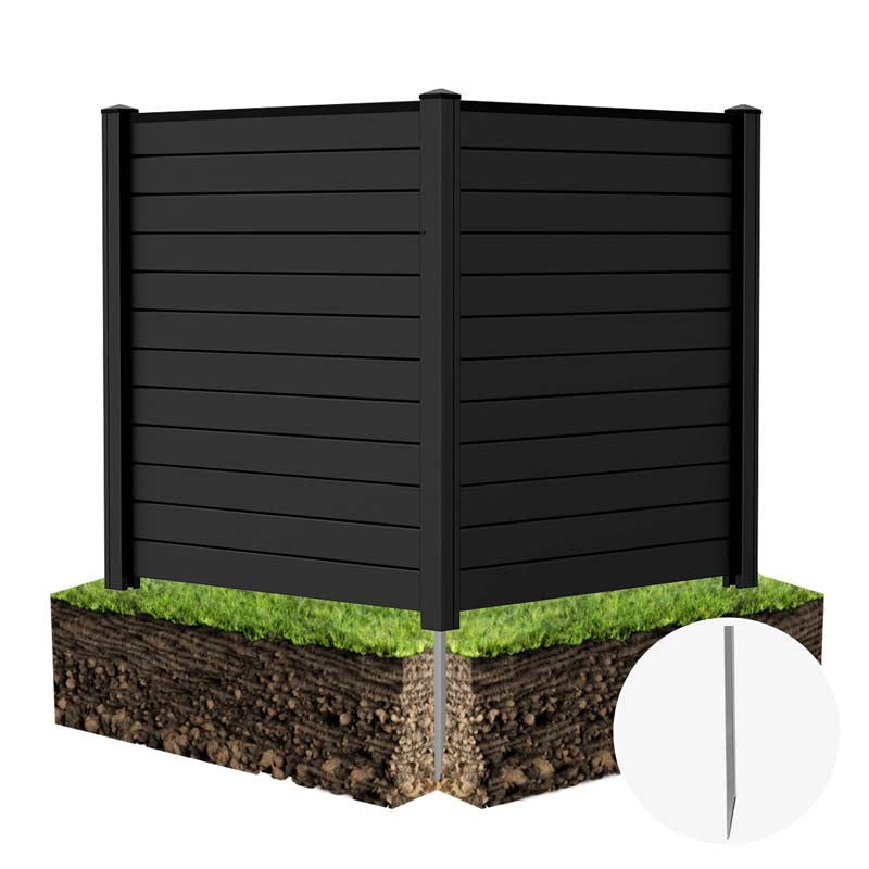 2/4 Panel Air Conditioner Fence, 48"H Outdoor Privacy Screen PP Trash Can Enclosure Decorative Garden Fence with Ground Stakes