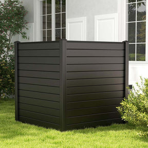 2/4 Panel Air Conditioner Fence, 48"H Outdoor Privacy Screen PP Trash Can Enclosure Decorative Garden Fence with Ground Stakes