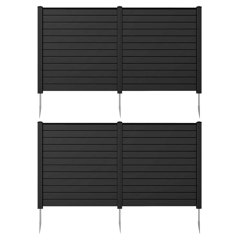 2/4 Panel Air Conditioner Fence, 48"H Outdoor Privacy Screen PP Trash Can Enclosure Decorative Garden Fence with Ground Stakes