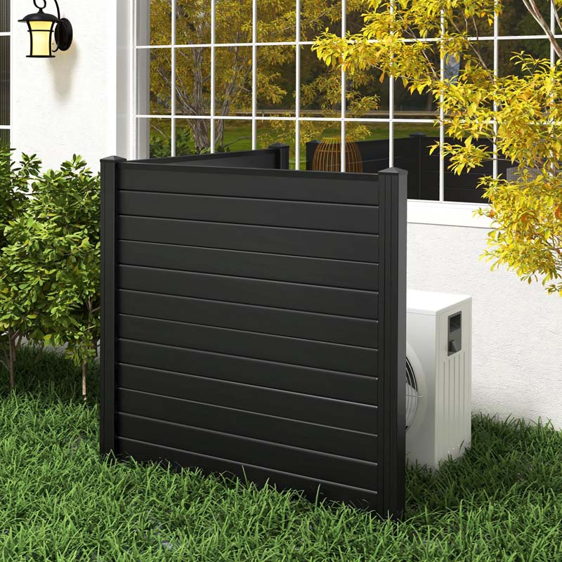 2/4 Panel Air Conditioner Fence, 48"H Outdoor Privacy Screen PP Trash Can Enclosure Decorative Garden Fence with Ground Stakes