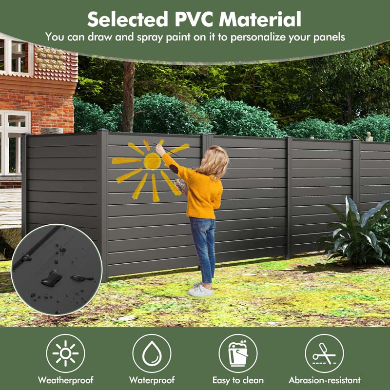 2/4 Panel Air Conditioner Fence, 48"H Outdoor Privacy Screen PP Trash Can Enclosure Decorative Garden Fence with Ground Stakes