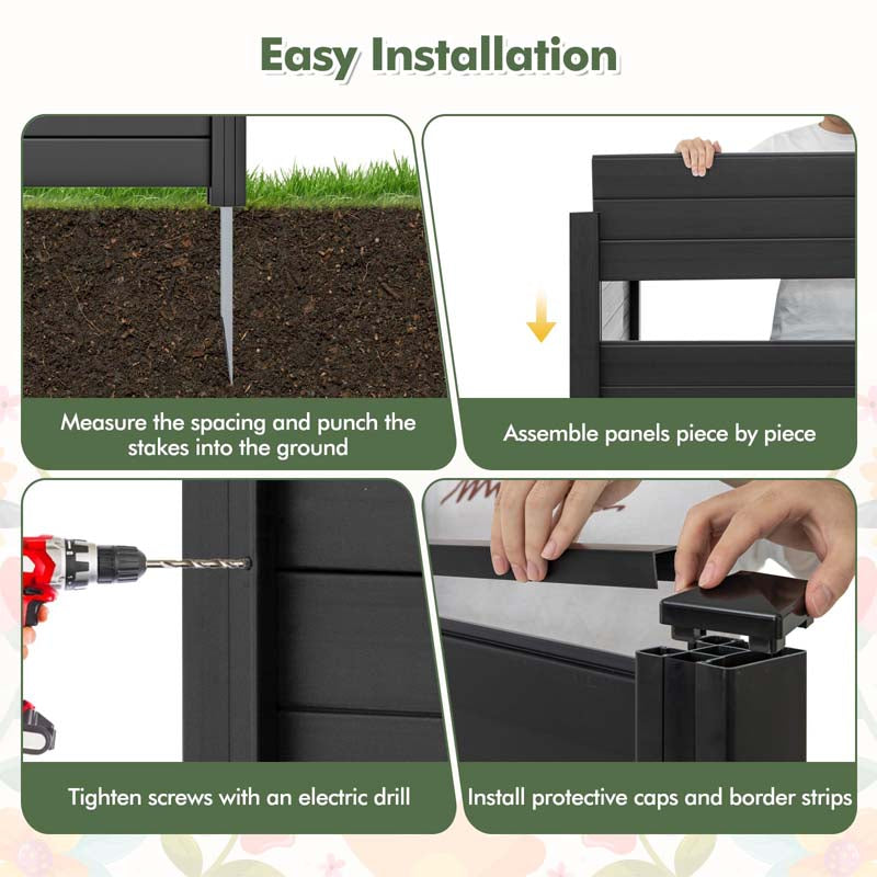 2/4 Panel Air Conditioner Fence, 48"H Outdoor Privacy Screen PP Trash Can Enclosure Decorative Garden Fence with Ground Stakes