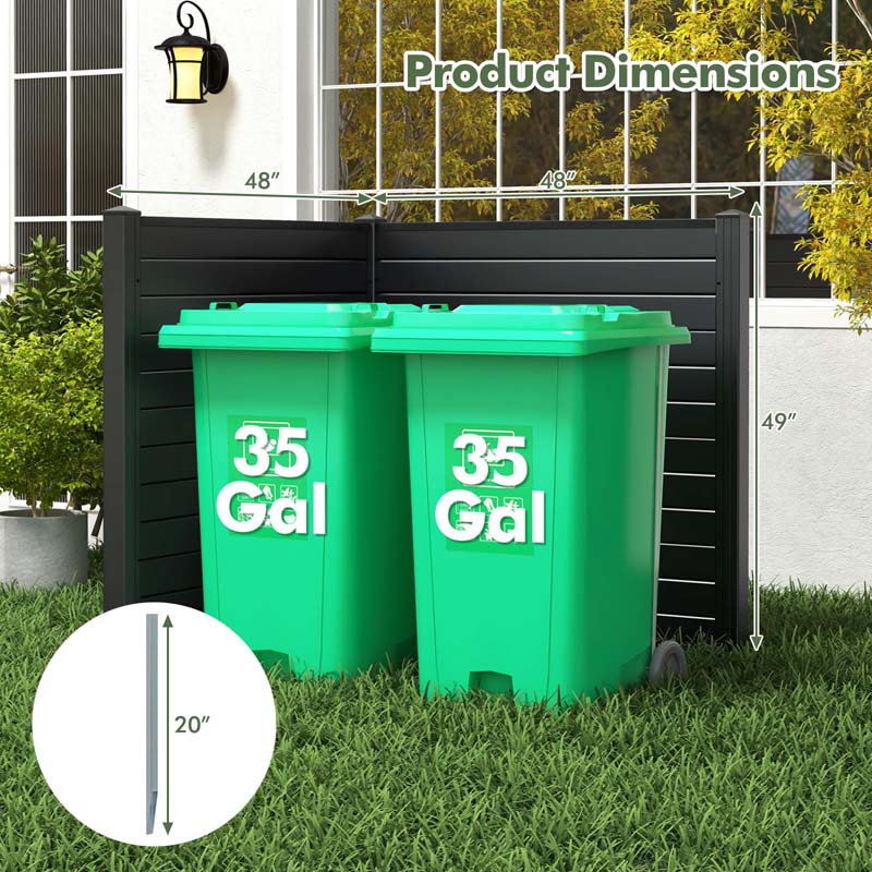 2/4 Panel Air Conditioner Fence, 48"H Outdoor Privacy Screen PP Trash Can Enclosure Decorative Garden Fence with Ground Stakes