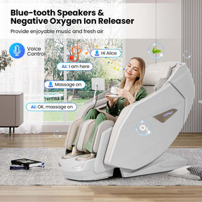 Health Detection Zero Gravity Full Body Massage Chair with 4D Dual Roller System Flexible Track, Heart Rate Monitor, Fragrance Therapy, Voice Control