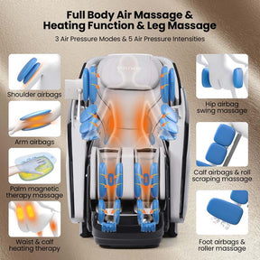 Health Detection Zero Gravity Full Body Massage Chair with 4D Dual Roller System Flexible Track, Heart Rate Monitor, Fragrance Therapy, Voice Control