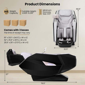 Health Detection Zero Gravity Full Body Massage Chair with 4D Dual Roller System Flexible Track, Heart Rate Monitor, Fragrance Therapy, Voice Control