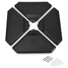 4Pcs 195lbs Patio Cantilever Offset Umbrella Base Weight Stand, Water Sand Filled Weight Outdoor Market Umbrella Base Plate w/Easy-Filling Spouts