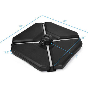4Pcs 195lbs Patio Cantilever Offset Umbrella Base Weight Stand, Water Sand Filled Weight Outdoor Market Umbrella Base Plate w/Easy-Filling Spouts