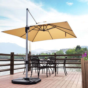 4Pcs 195lbs Patio Cantilever Offset Umbrella Base Weight Stand, Water Sand Filled Weight Outdoor Market Umbrella Base Plate w/Easy-Filling Spouts