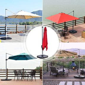 4Pcs 195lbs Patio Cantilever Offset Umbrella Base Weight Stand, Water Sand Filled Weight Outdoor Market Umbrella Base Plate w/Easy-Filling Spouts