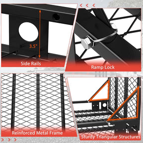 Folding Hitch Cargo Carrier with Ramp, 500 lbs Heavy Duty Mobility Scooter Wheelchair Carrier for Car SUV Truck with Stabilizer & 2 Tie-Down Straps