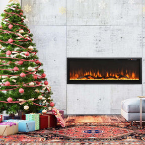 36"/42"/50" Wide Electric Fireplace Recessed/Wall Mounted/Freestanding, 750W/1500W Linear Fireplace Heater Insert with 9 Flame Color