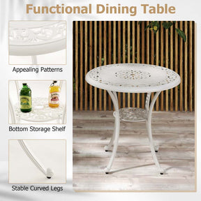 5 Pieces Retro Cast Aluminum Outdoor Round Dining Table Set with 2.5" Umbrella Hole & 4 Armchairs