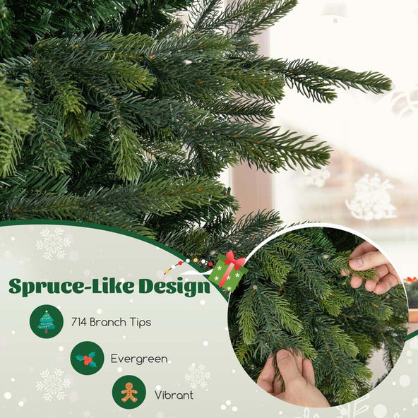 6/7.5/9 FT Pre-lit Artificial Christmas Tree with 260/380/560 Multicolor Lights, 714/1162/1770 Branch Tips, 11 Lighting Modes, Remote & Timer