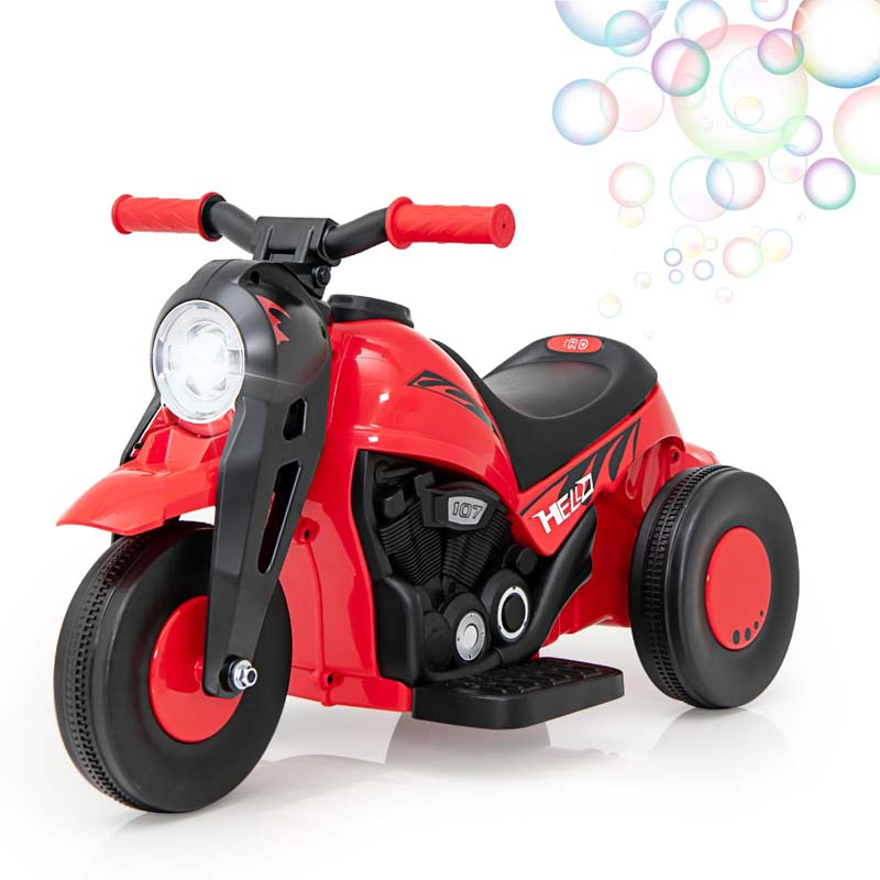6V Kids Electric Ride On Motorcycle with Automatic Bubble Function, Headlight & Music, 3-Wheel Motorcycle Ride On Toy Car for Children Ages 3+