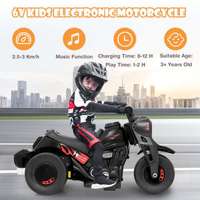 6V Kids Electric Ride On Motorcycle with Automatic Bubble Function, Headlight & Music, 3-Wheel Motorcycle Ride On Toy Car for Children Ages 3+