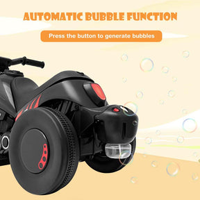 6V Kids Electric Ride On Motorcycle with Automatic Bubble Function, Headlight & Music, 3-Wheel Motorcycle Ride On Toy Car for Children Ages 3+